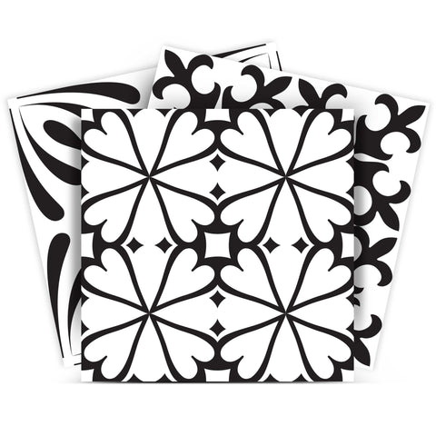 8" X 8" Black And White Mash Peel And Stick Removable Tiles