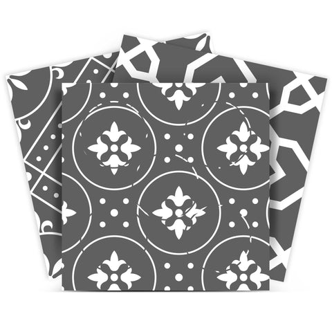 8" X 8" Gray And White Mosaic Peel And Stick Removable Tiles