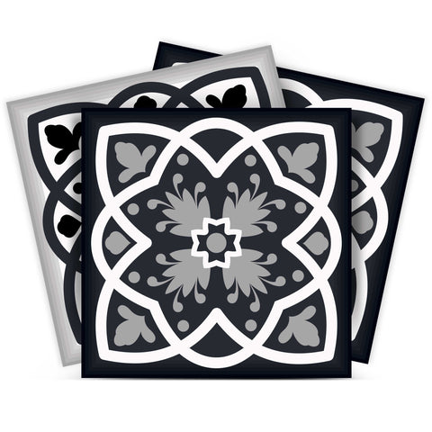 5" X 5" Black White And Gray Baz  Peel And Stick Removable Tiles