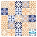 8" X 8" Yellow White And Blues Peel And Stick Removable Tiles