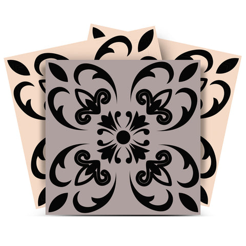 8" X 8" Light Grey And Cream Orchid Peel And Stick Removable Tiles