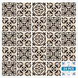 8" X 8" Cream And Black Mosaic Peel And Stick Removable Tiles