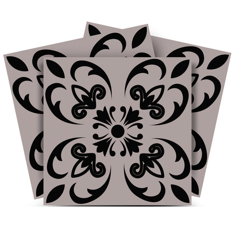5" X 5" Black And White Orchid Peel And Stick Removable Tiles