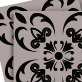8" X 8" Black And White Orchid Peel And Stick Removable Tiles