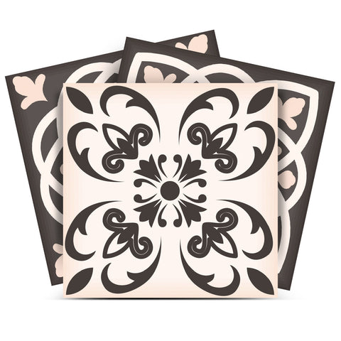 6" X 6" Charcoal And White Mosaic Peel And Stick Removable Tiles