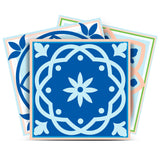 6" X 6" Dark And Light Blue Mosaic Peel And Stick Removable Tiles