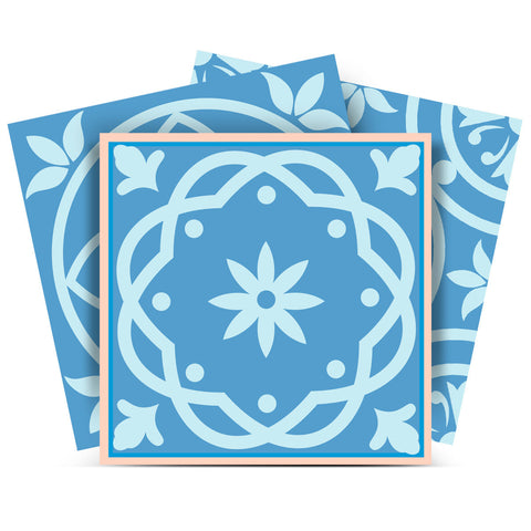 5" X 5" Ocean Blue Mosaic Peel And Stick Removable Tiles