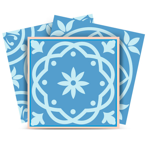 7" X 7" Ocean Blue Mosaic Peel And Stick Removable Tiles