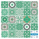 4" X 4" Green And White Mosaic Peel And Stick Removable Tiles