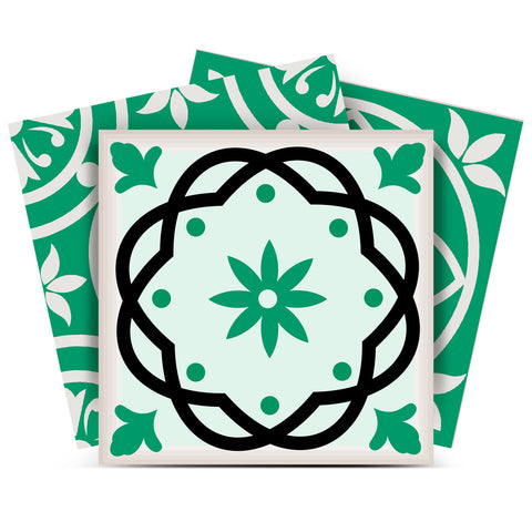 5" X 5" Green And White Mosaic Peel And Stick Removable Tiles