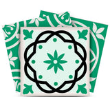 7" X 7" Green And White Mosaic Peel And Stick Removable Tiles