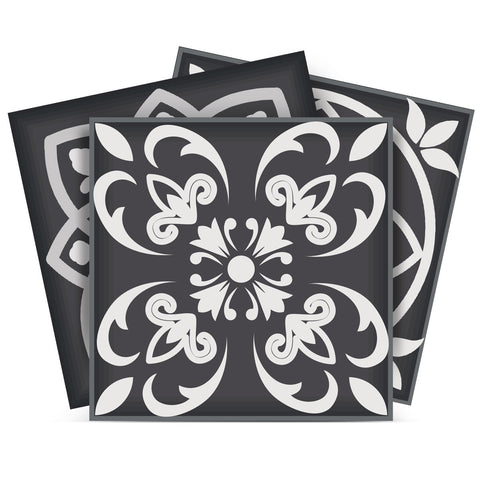 6" X 6" Shades Of Black Mosaic Peel And Stick Removable Tiles