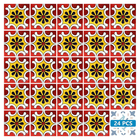5" X 5" Blue Gray Yellow Pop Peel And Stick Removable Tiles