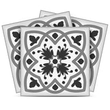 5" X 5" Charcoal And White Scroll Peel And Stick Removable Tiles