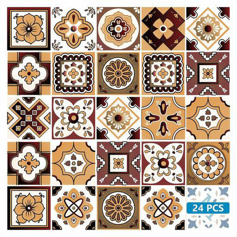 8" X 8" Shades Of Brown Mosaic Peel And Stick Removable Tiles