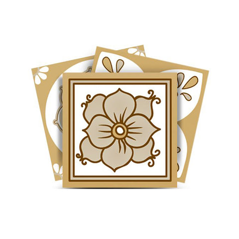 5" X 5" Vintage Brown And White Peel And Stick Removable Tiles