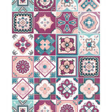 6" X 6" Vintage Turq Blush And Mauve Peel And Stick Removable Tiles