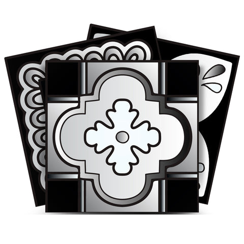 5" X 5" Black White And Gray Mosaic Peel And Stick Removable Tiles
