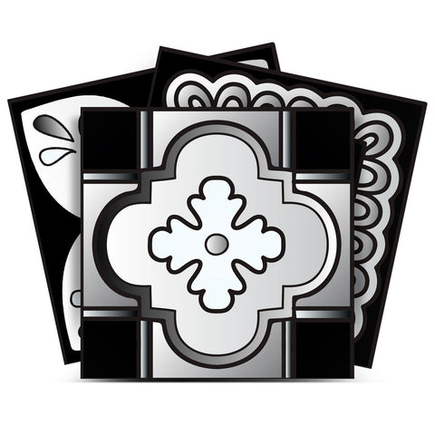 5" X 5" Black White And Gray Mosaic Peel And Stick Removable Tiles