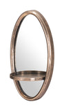 13" Gold Oval Accent Framed Mirror With Shelf