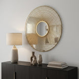 35" Gold Round Iron Framed Accent Mirror