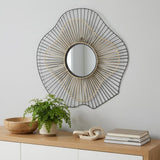 22" Black Abstract Metal Framed Accent Mirror