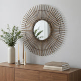 32" Gold Steel Sunburst Framed Accent Mirror