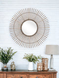 32" Gold Steel Sunburst Framed Accent Mirror