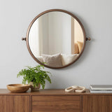 Industrial Gold Round Mirror