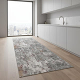 2' X 8' Gray And Ivory Abstract Runner Rug