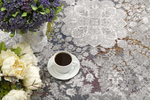 5' X 8' Gray Abstract Patterns Area Rug