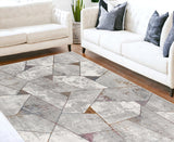 8' X 11' Grey Geometric Area Rug