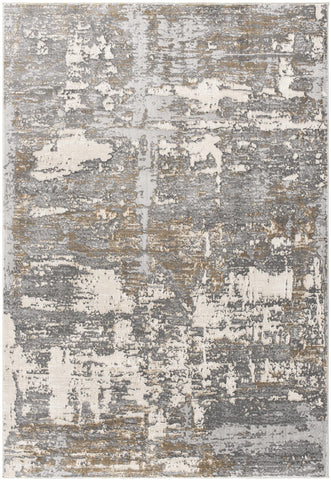 5' X 8' Beige And Gray Distressed Area Rug