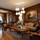 White Shaded Nine Light Metal Dimmable Ceiling Light