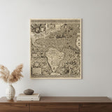 Vintage 1562 Map Of Early Americas Unframed Print Wall Art
