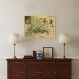 20" X 28" Map Of Virginia C1627 Vintage  Poster Wall Art