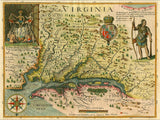 18" X 24" Map Of Virginia C1627 Vintage  Poster Wall Art
