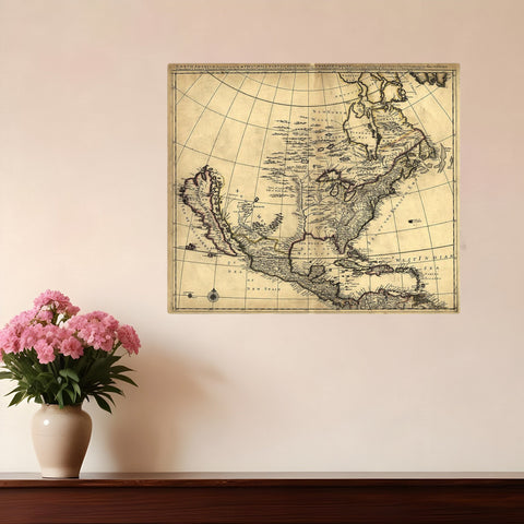 20" X 24" Map Of North America C1685 Vintage  Poster Wall Art