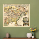 20" X 24" Vintage 1718 Map Of New France