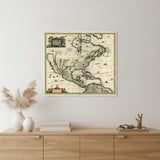 Vintage 1652 Map Of Early North America Unframed Print Wall Art