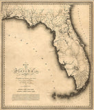 20" X 24" C1823 Early Map Of Florida  Vintage  Poster Wall Art