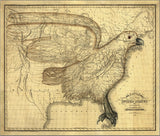 20" X 24" Eagle Map Of America C1833 Vintage  Poster Wall Art