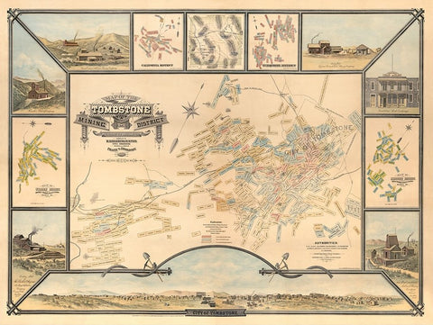 20" X 28" Map Of Tombstone Mining District Vintage Travel Poster Wall Art