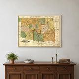 24" X 32" Map Of Indian And Oklahoma Territories Vintage Poster Wall Art
