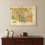 20" X 28" Map Of Indian And Oklahoma Territories Vintage Poster Wall Art