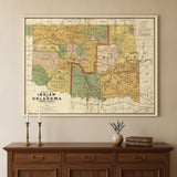 18" X 24" Map Of Indian And Oklahoma Territories Vintage Poster Wall Art