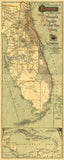 16" X 36" Map Of Jacksonville Florida Vintage Poster Wall Art