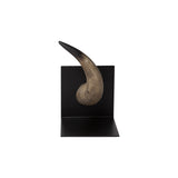 Set of Two Brown And Black Resin And Metal Horn Decorative Bookends