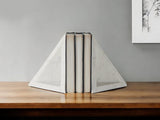 Set of Two White Marble Triangle Decorative Bookends