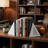 Set of Two White Marble Decorative Bookends